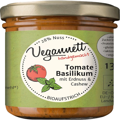 Bio Brotaufstrich Tomate-Basilikum mit Cashew & Erdnuss