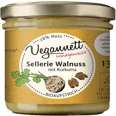 Bio Brotaufstrich Sellerie-Walnuss mit Kurkuma
