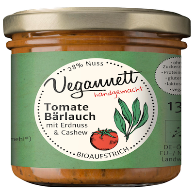 Bio Brotaufstrich Tomate-Bärlauch mit Cashew & Erdnuss